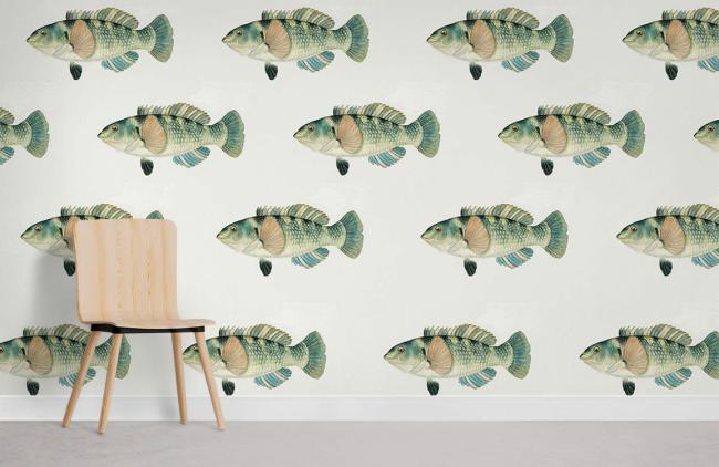 Animal | Charming Aquatic Fish Pattern Mural Wallpaper 1Roll Teal Animal Animal