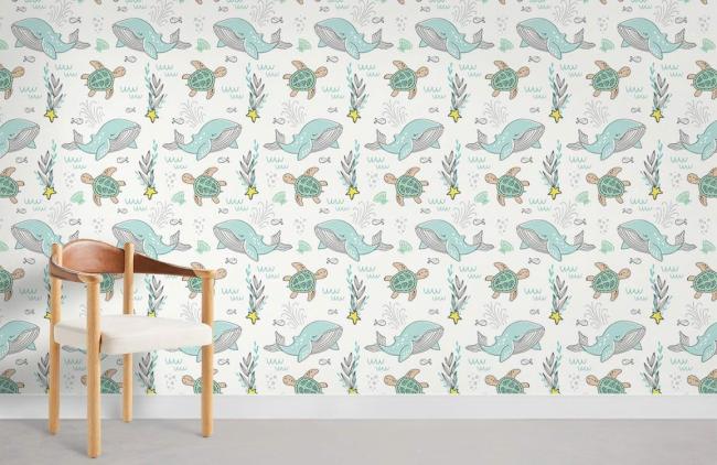 Animal | Whimsical Underwater Creatures Kids Wallpaper 1Roll Teal Animal Animal