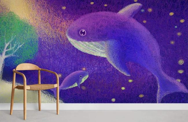 Animal | Whimsical Underwater Fish Fantasy Mural Wallpaper 1ft² Purple Animal Animal