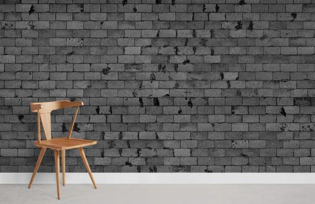 Bricks | Rustic Charcoal Brick Effect Mural Wallpaper 1ft² Charcoal Grey Bricks Bricks