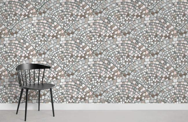 Concrete & Stone | Geometric Mosaic Tile Effect Mural Wallpaper 1Roll Neutral Concrete & Stone Concrete & Stone