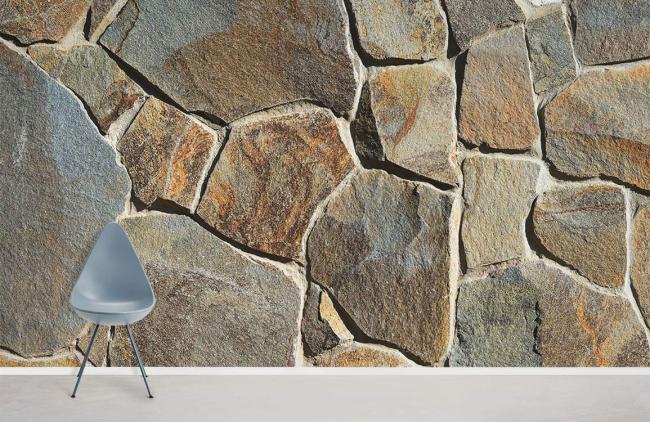 Concrete & Stone | Rustic Stone Textured Mural Wallpaper 1ft² Beige Concrete & Stone Beige