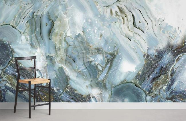 Crystal & Geode | Abstract Blue Marble Effect Wall Mural 1ft² Blue Crystal & Geode Blue