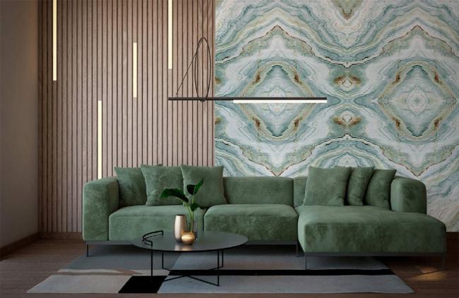 Crystal & Geode | Abstract Ocean Marble Geometric Mural Wallpaper 1ft² Teal Crystal & Geode Crystal & Geode