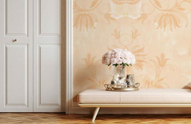 Crystal & Geode | Elegant Beige Vintage Floral Wallpaper Mural 1ft² Beige Crystal & Geode Beige