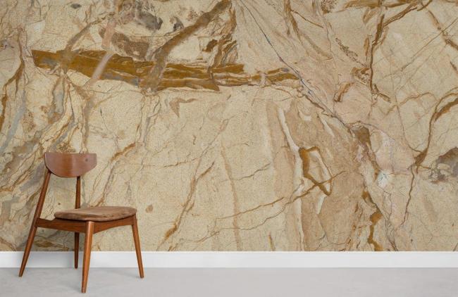 Crystal & Geode | Elegant Gold Marble Texture Mural Wallpaper 1ft² Beige Crystal & Geode Beige