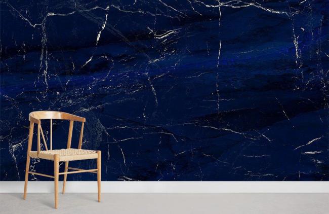 Crystal & Geode | Luxurious Deep Blue Marble Mural Wallpaper 1ft² Navy Crystal & Geode Crystal & Geode