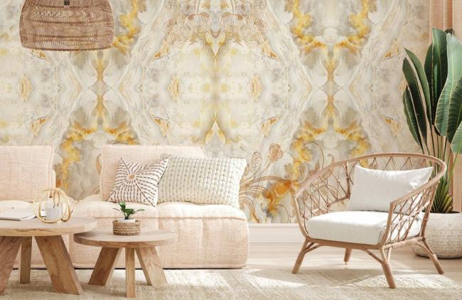 Crystal & Geode | Luxurious Gold Marble Effect Wallpaper Mural 1ft² Gold Crystal & Geode Crystal & Geode