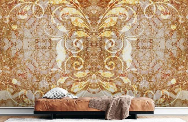 Crystal & Geode | Luxurious Gold Marble Swirl Mural Wallpaper 1ft² Gold Crystal & Geode Crystal & Geode