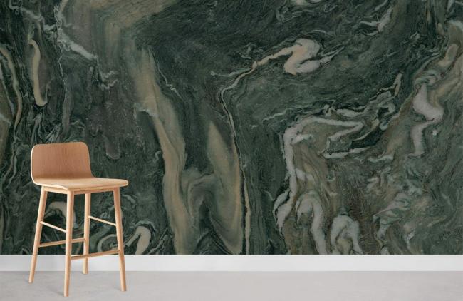 Crystal & Geode | Luxurious Marble Texture Abstract Mural Wallpaper 1ft² Emerald Green and Grey Crystal & Geode Crystal & Geode