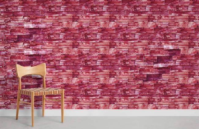 Crystal & Geode | Rustic Red Brick Effect Wall Mural Wallpaper 1Roll Red Crystal & Geode Crystal & Geode