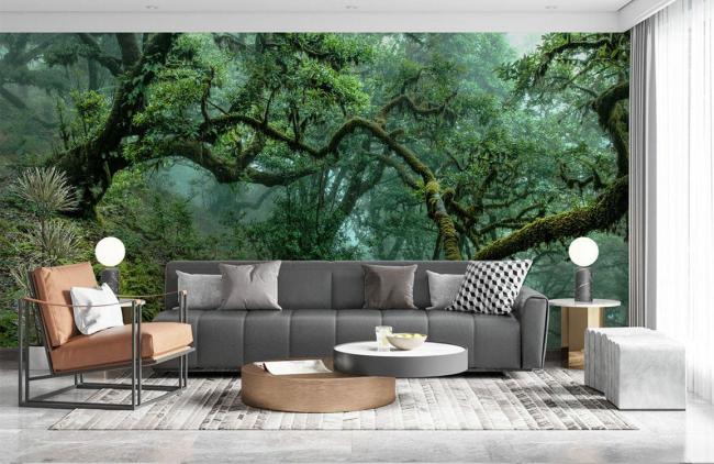 Forest | Mystical Forest Greenery Mural Wallpaper 1ft² Emerald Green Forest Emerald Green