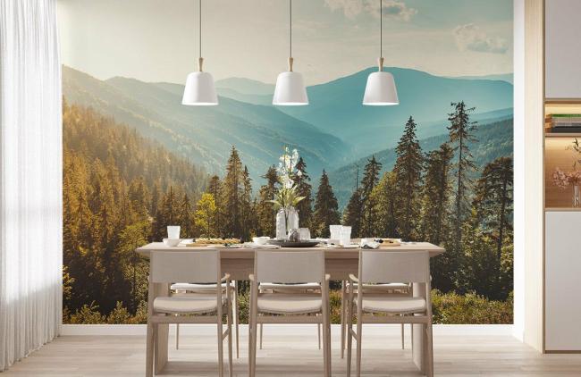 Forest | Serene Forest Landscape Scenic Wallpaper Mural 1ft² Green Forest Forest