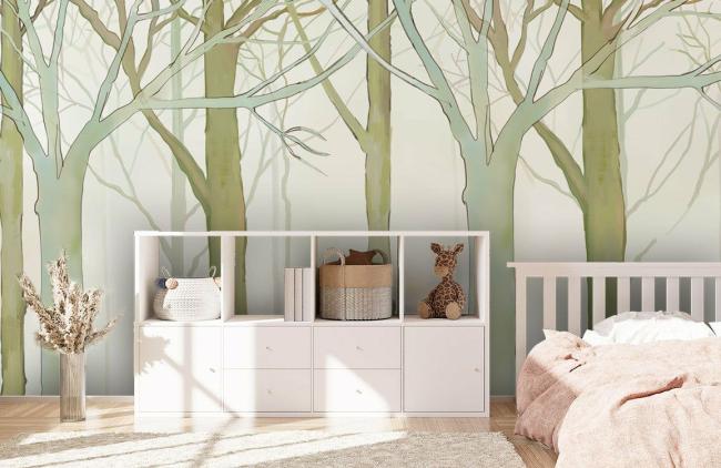 Forest | Soothing Birch Tree Forest Mural Wallpaper 1ft² Beige Forest Beige