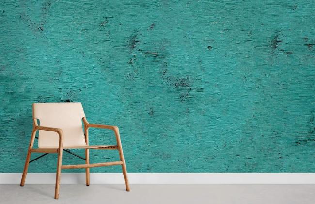 Industrial | Rustic Teal Wood Texture Mural Wallpaper 1ft² Teal Industrial Industrial