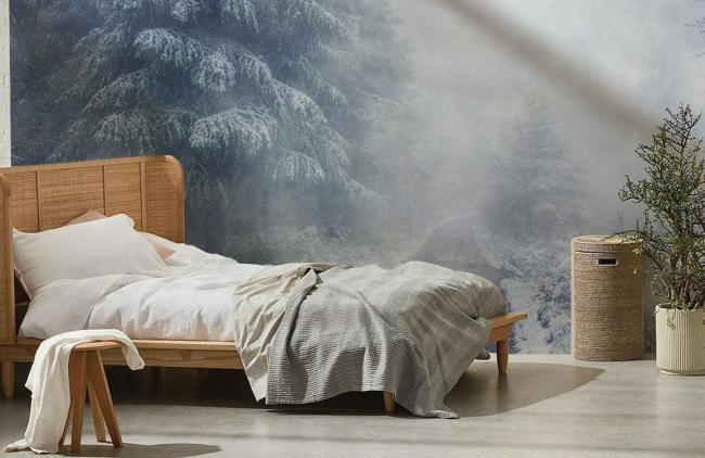 Landscape | Misty Forest Winter Wonderland Mural Wallpaper 1ft² Soft White and Grey Landscape Landscape