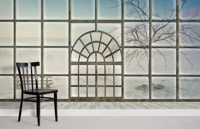 Landscape | Serene Landscape Glass Window Mural Wallpaper 1ft² Blue and White Landscape Blue & White