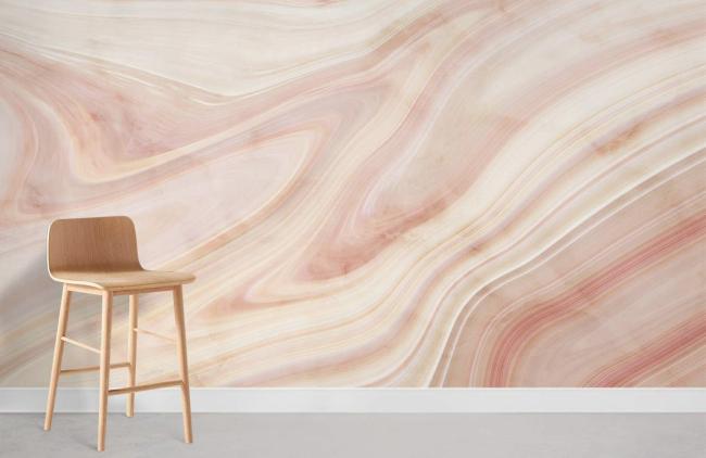 Marble | Abstract Marble Swirls Mural Wallpaper 1ft² Pink and Beige Surfaces Marble