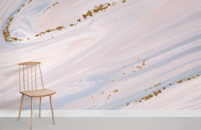 Marble | Elegant Marble Swirl Mural Wallpaper 1ft² Beige with Gold Accents Marble Beige with Gold Accents