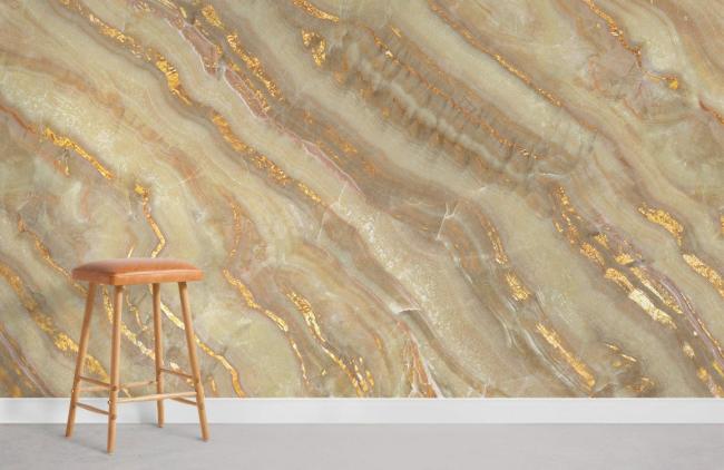 Marble | Luxury Gold Vein Marble Mural Wallpaper 1ft² Beige and Gold Marble Beige & Gold