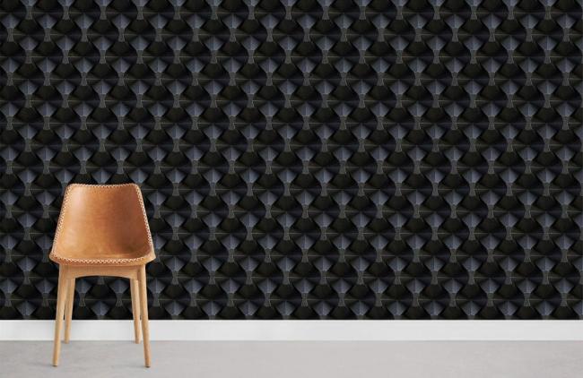 Metal | Modern Black Geometric 3D Mural Wallpaper 1Roll Black Metal black