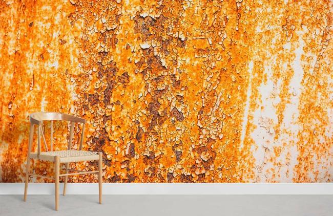 Metal | Rustic Orange Textured Mural Wallpaper 1ft² Orange Metal Metal