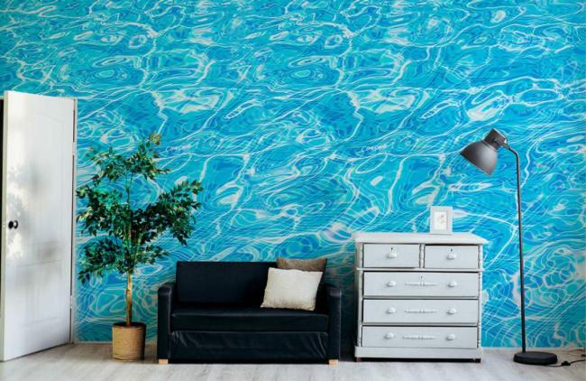 Ocean | Abstract Blue Water Ripple Wallpaper Mural 1ft² Blue Nature & Landscape Blue