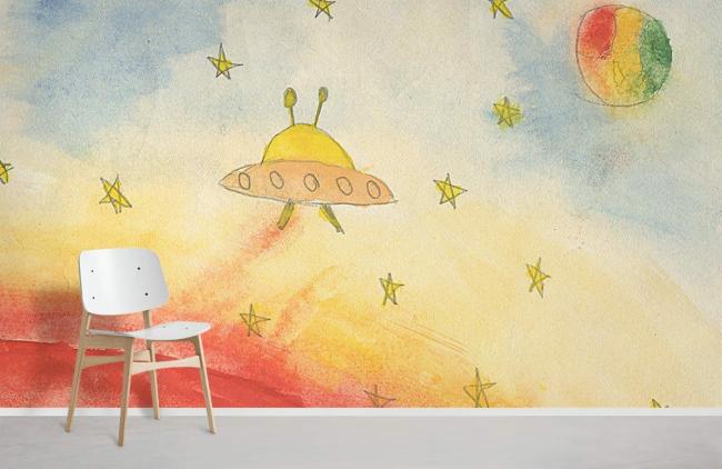 Space & Galaxy | Colorful Space Adventure Kids Wall Mural Wallpaper 1ft² Multicolor Nature & Landscape Multicolor