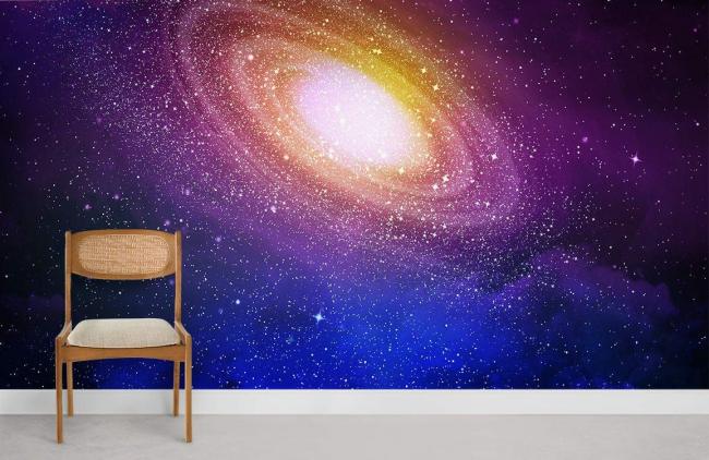 Space & Galaxy | Cosmic Galaxy Space Mural Wallpaper 1ft² Purple Nature & Landscape Purple