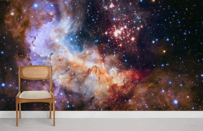 Space & Galaxy | Cosmic Space Galaxy Starry Mural Wallpaper 1ft² Blue Nature & Landscape Blue