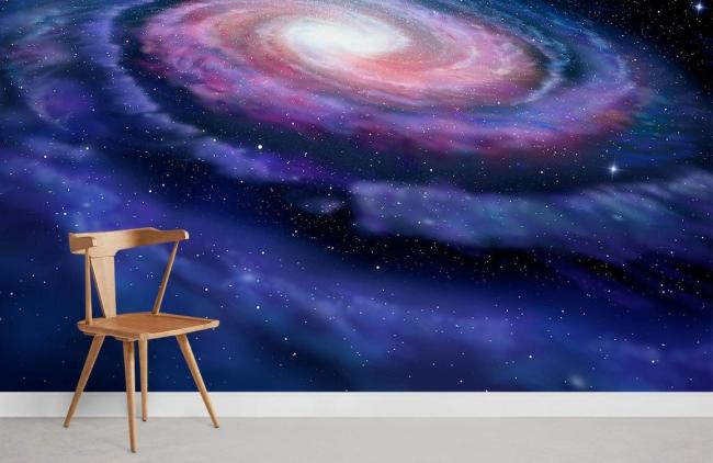 Space & Galaxy | Galactic Spiral Abstract Space Wallpaper Mural 1ft² Purple Nature & Landscape Purple