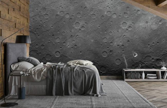 Space & Galaxy | Lunar Surface Gray 3D Mural Wallpaper 1ft² Grey Nature & Landscape Grey