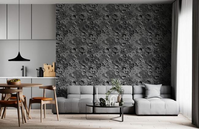 Space & Galaxy | Moody Meteorite Crater Mural Wallpaper 1Roll Grey Nature & Landscape Grey