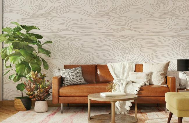 Wood | Abstract Wooden Waves Geometric Mural Wallpaper 1ft² Beige Surfaces Beige