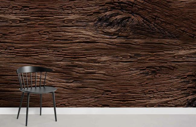 Wood | Rustic Dark Wood Grain Mural Wallpaper 1ft² Dark Brown Surfaces Dark Brown