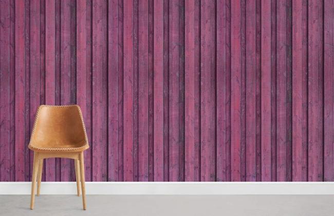 Wood | Rustic Pink Wooden Plank Mural Wallpaper 1ft² Pink Surfaces Pink