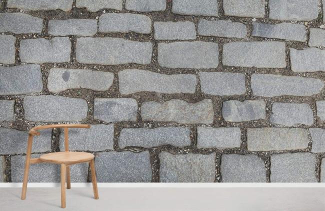 Concrete & Stone | Rustic Grey Stone Pavement Mural Wallpaper 1ft² Grey Concrete & Stone Concrete & Stone